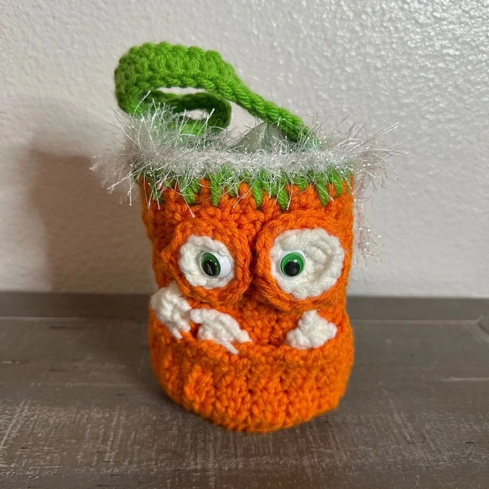 Handmade Crochet Monster Bag Set Kids Orange Green Halloween Trick or Treat